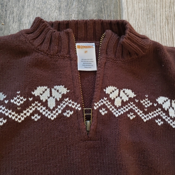 Gymboree EUC boys 2T brown fair isle half zip sweater - Picture 3 of 8